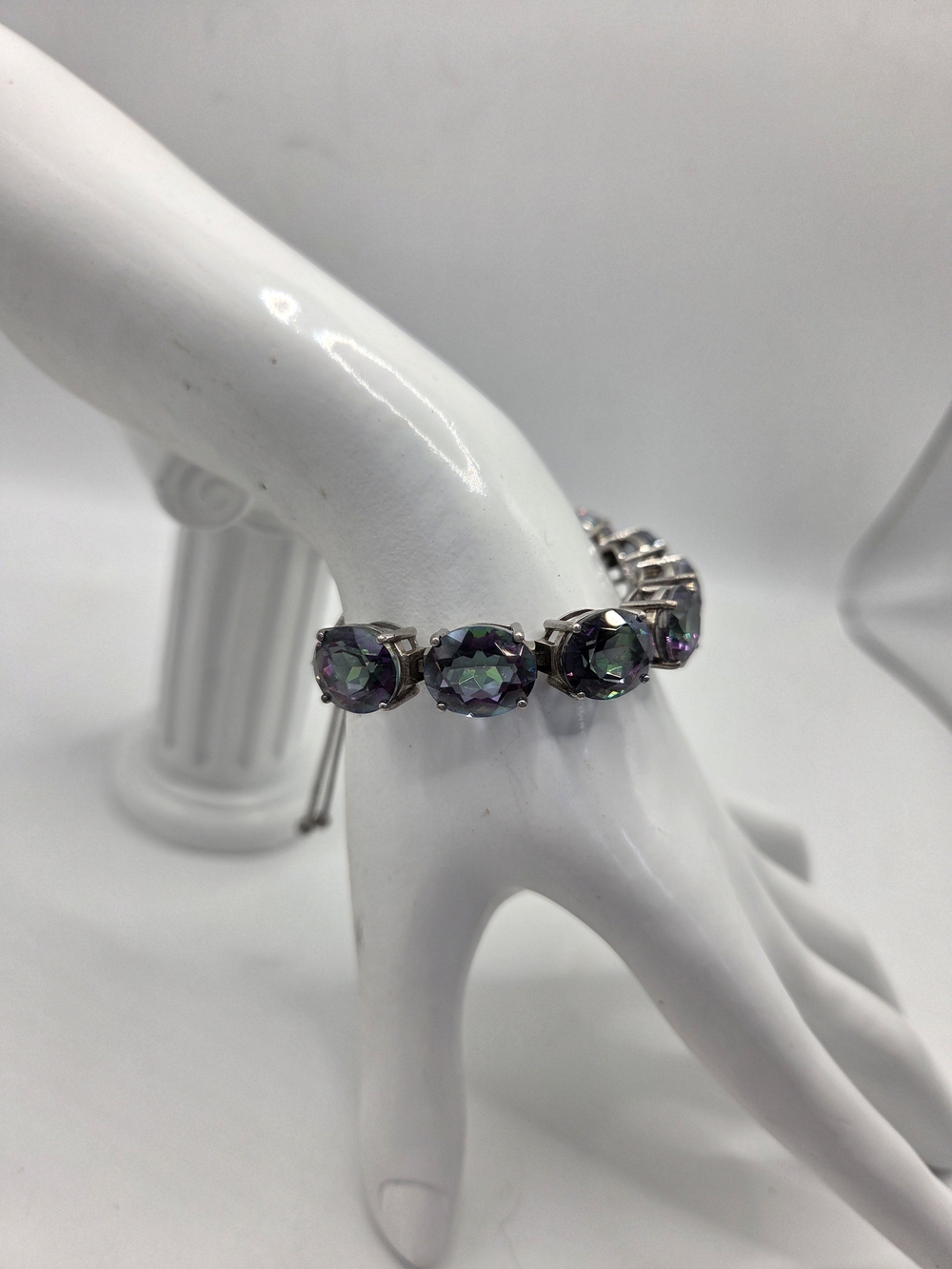 Chuck Clemency Mystic Topaz Bolo Expansion Bracelet Rhodium - Picture 3 of 5